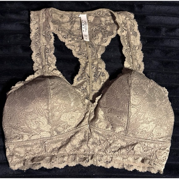 Women's Moss Green Full Lace Lightly Padded Racerback Bralette, Small - Picture 1 of 5